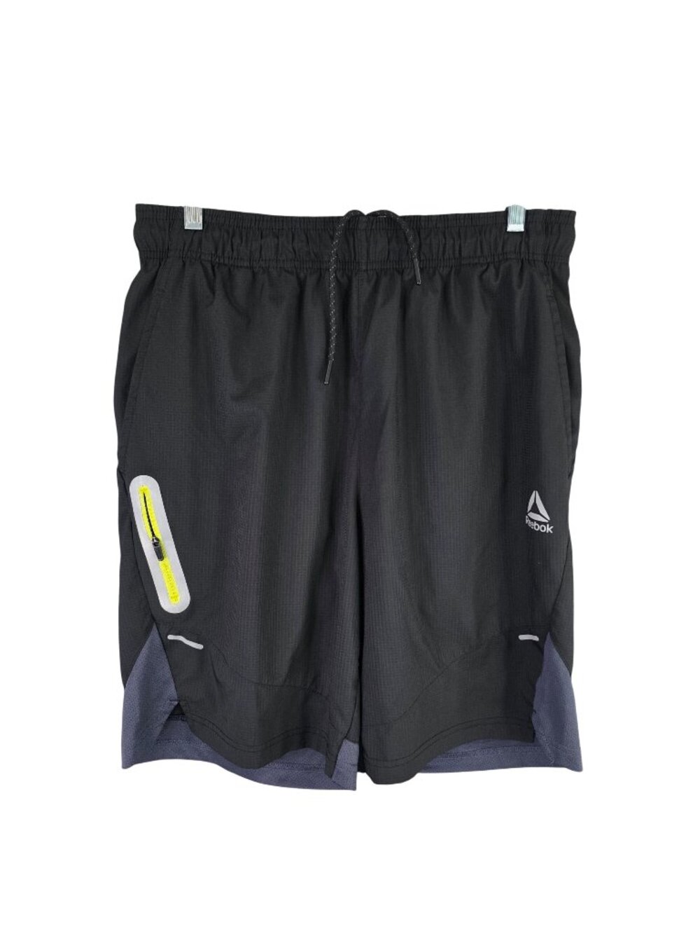 Mens Reebok Black & Gray Running Shorts Polyester Stretch Drawstring Size M